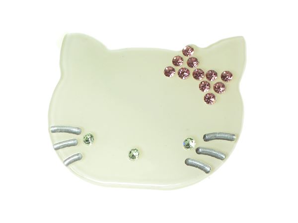 Cute Off White Kitten Crystal Hair Clip Grip Slide Girls Womens Accessory