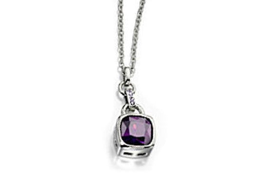 Fiorelli Amethyst CZ Square Necklace Fashion Jewellery Ladies Women