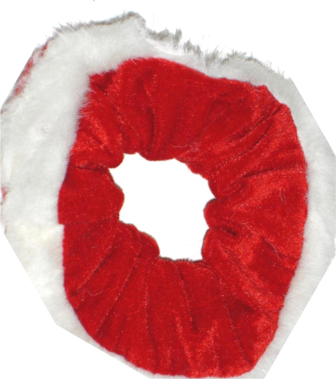 Women Girls Red White Christmas Velvet Fur Scrunchie Hair Bobble Elastic Xmas