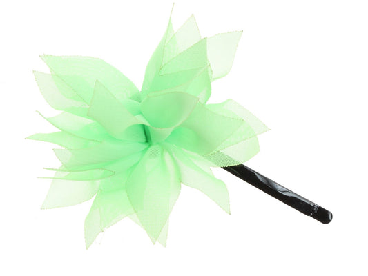 Pale Green Organza Flower Hair Slide Hair Clip Grips Hair Accessory