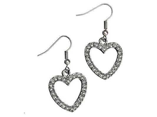 Ladies Vintage Crystal Heart Dangle Earrings Womens Ladies Girls