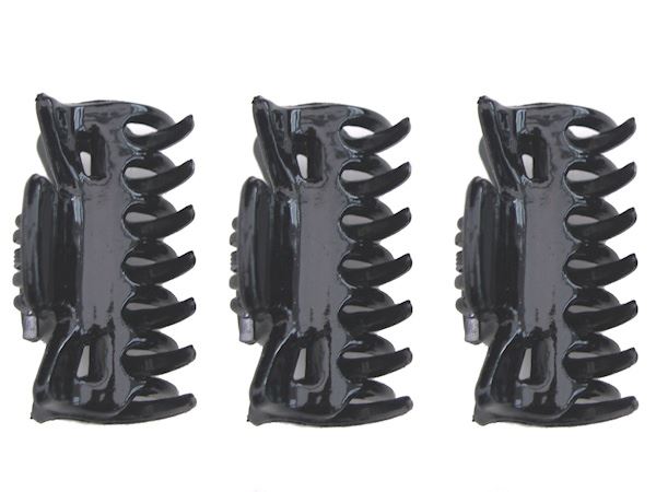 Pack of 3 Small Mini 4cm Black Plastic Hair Claws Clips Clamps Jaw Clips