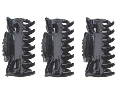 Pack of 3 Small Mini 4cm Black Plastic Hair Claws Clips Clamps Jaw Clips