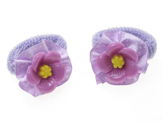 Girls Lilac Gloss Flower Ponios Hair Elastics Hair Bands