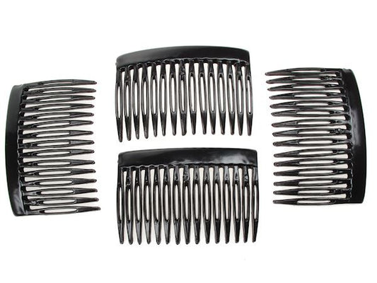 4 Pack 7cm Black Side Side Hair Combs Slides Clips