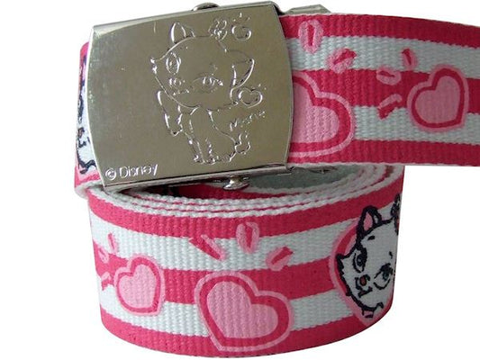 110cm Official Disney Aristocats Marie Pink Adjustable Canvas Webbed Belt