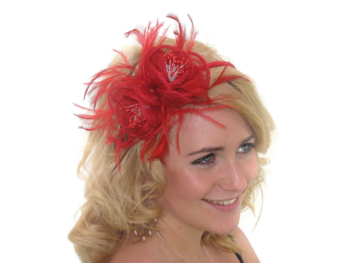 Red Flowers Fascinator Band