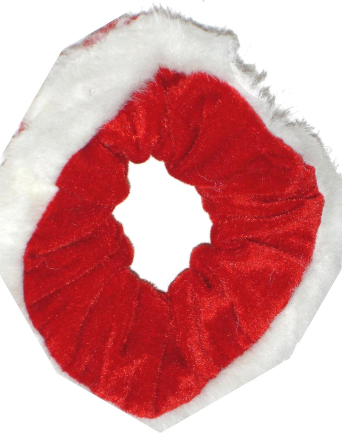 Women Girls Red White Christmas Velvet Fur Scrunchie Hair Bobble Elastic Xmas