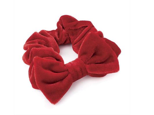 Soft Red Velvet Bow Hair Scrunchie Bobble Elastic Hair Band Accessory