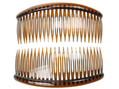 2 x Tort Brown Plastic Large 12cm Side Hair Combs French Twist Slide Grip