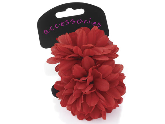 8cm Large Red Fabric Flower Ponios Donuts Hair Elastics Hair Bands Bobbles