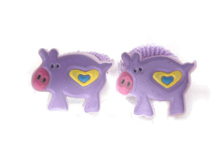 Girls Pig Ponios Hair Elastics Hair Bands - Lilac