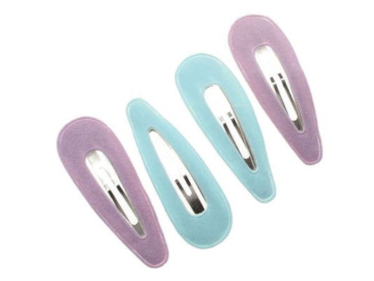 5cm Purple Blue Fabric Covered Metal Hair Clip Bendies Sleepies Snap Slides