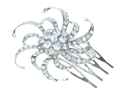 Crystal Swirl Hair Comb Slide Grip