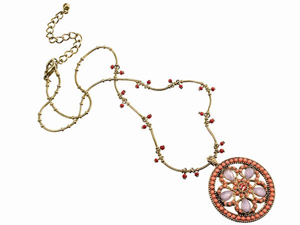 Primrose Hill Peach Disc Pendant Necklace Jewellery Ladies Women