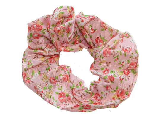 Pink Ditsy Rose Print Hair Scrunchie Hair Bobble Hair Elastic Band Work Gym