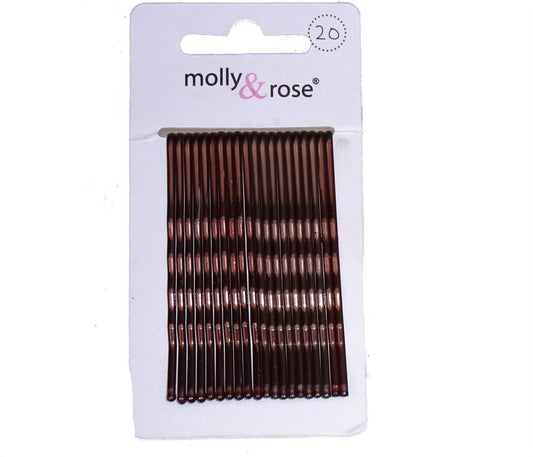 20 Long Brown Hair Grips Kirby Grips Hair Slides Clips Bobby Pins