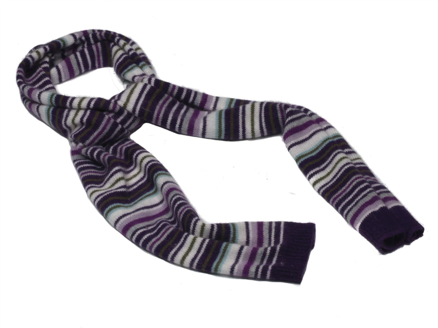 Ladies Women Warm Winter Soft Knitted Purple Multi Stripe Scarf Neck Warmer