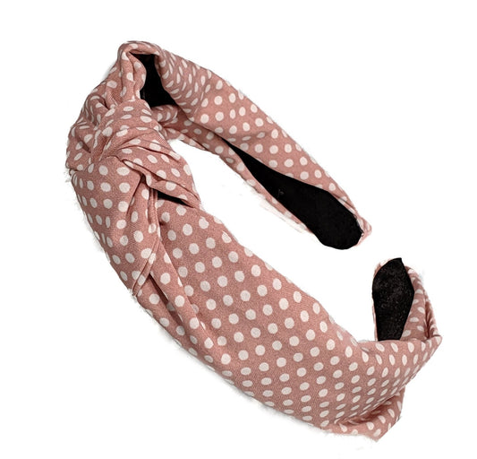 Retro 2.75cm Pink Polka Dot Top Knot Twist Plastic Headband Hair Band