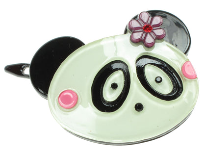 Cute Panda Purple Flower Hair Clip Slide Grip Girls Womens