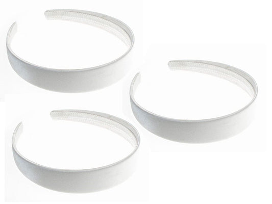 3 X 2.5cm White Satin Covered Alice Band Hair Bands Headband Ladies Girls