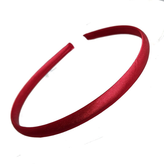 Girls 1cm Burgundy Satin Plastic Alice Hair Band School Headband No Teeth