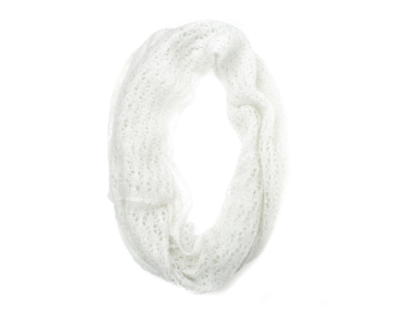 Ladies Warm White Crochet Knit Inifinity Scarf Snood Hood Neck Warmer