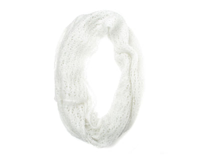 Ladies Warm White Crochet Knit Inifinity Scarf Snood Hood Neck Warmer