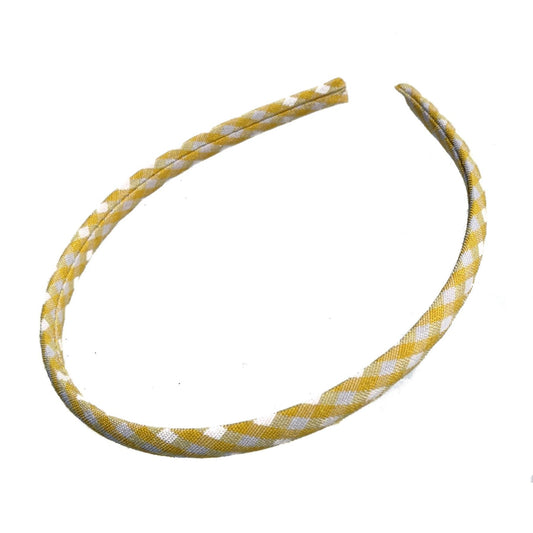 Girls 1cm Yellow Gingham School Headband Alice Band Hair Band Girls