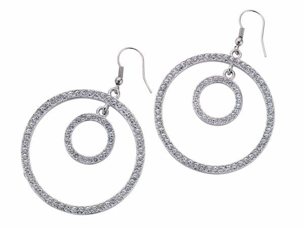 Crystal Double Ring Earrings Womens Ladies Girls