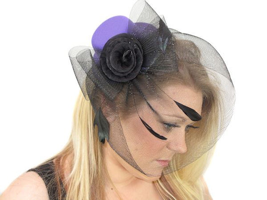 Purple Top Hat Women Hat Fascinator Weddings Ladies Day Races Royal Ascot