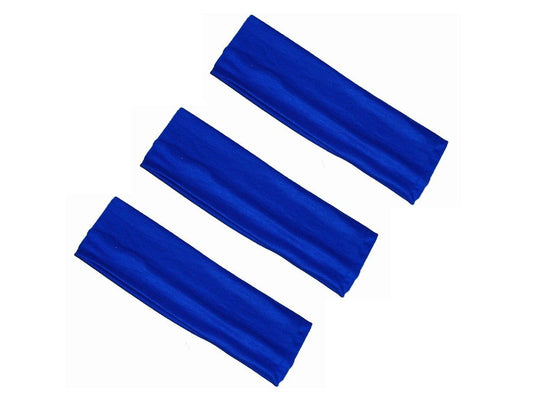 3 Wide Blue Stretch Headband Hair Band Sports Dance Gym Training Bandeau