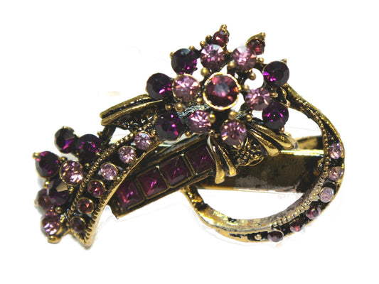 Purple Vintage Gilt Flower Mini Hair Clip Clamp