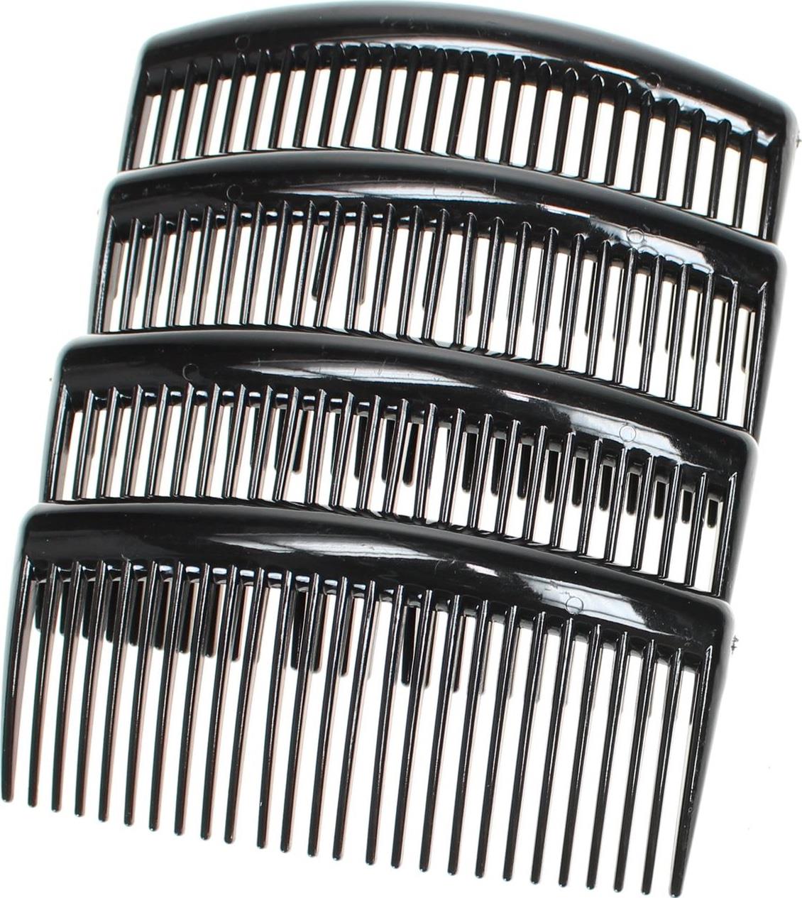 4 Pack 9cm Black Plain Side Hair Combs Slides Grips