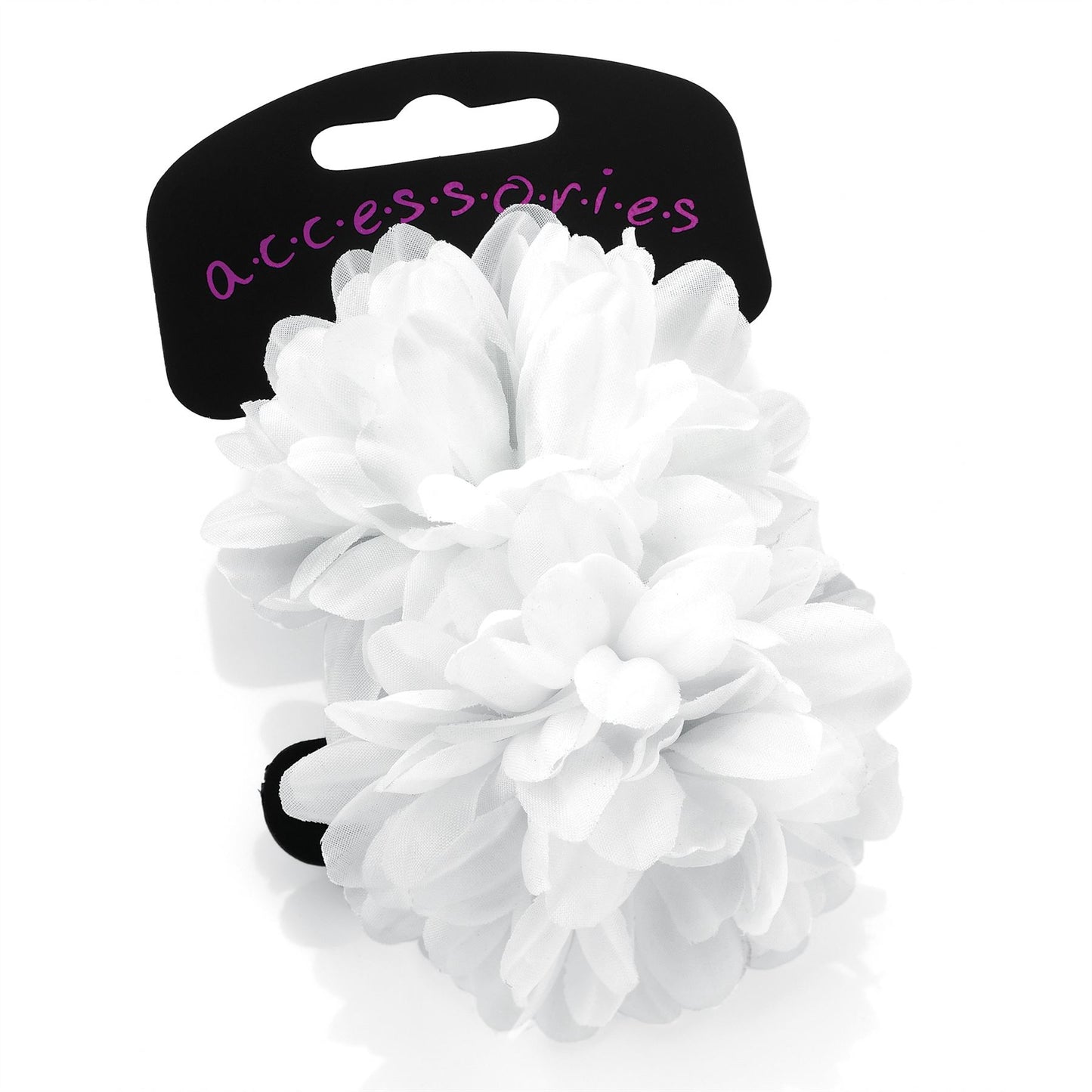 Large White Flower Ponio Hair Elastics Hair Bands Headbands Bobbles