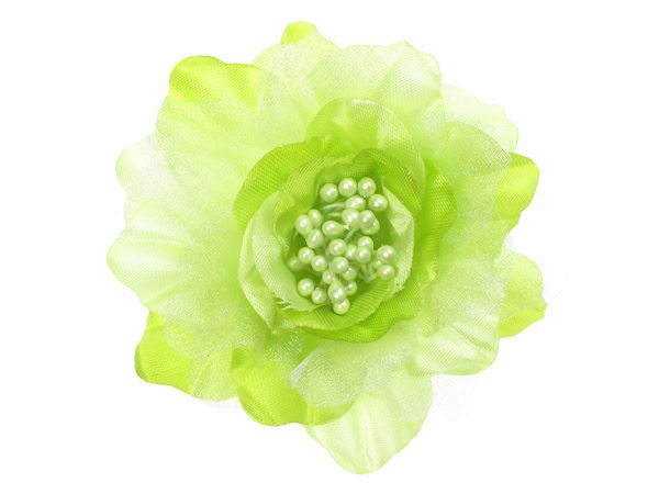 Lime Organza Hair Flower Clip Clamp Fascinator Slide/Corsage  Wedding