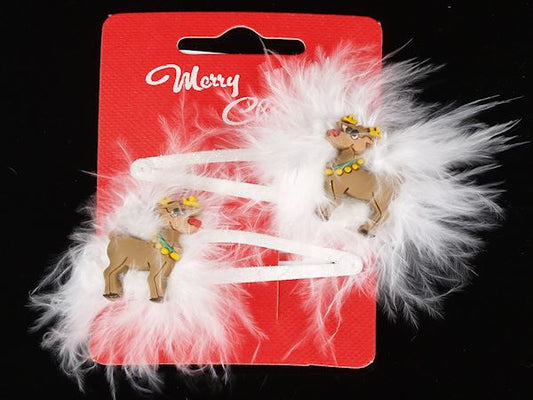 Rudolph Reindeer Hair Clip Slides Sleepie Snap Clips Christmas Hair