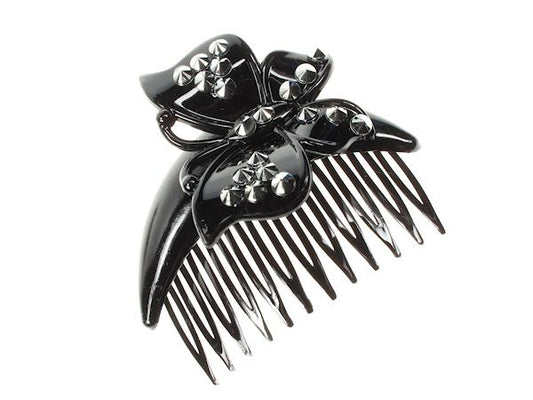 Black Butterfly Side Hair Combs Slides Clips