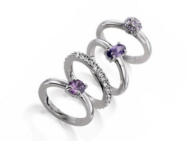 Fiorelli Amethyst Crystal Set Stacking Rings