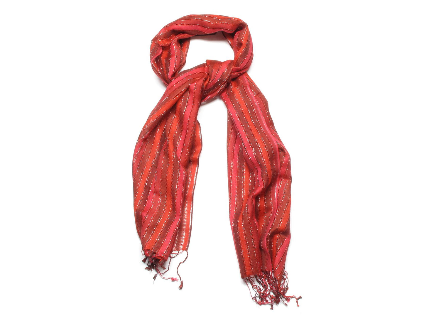 Red Naomi Ladder Striped Fashion Scarf