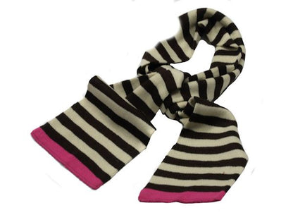 Ladies Women Warm Super Soft Knitted Striped Brown Pink Scarf Neck Warmer