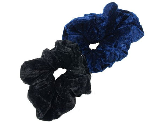 Navy Blue Black Soft Velvet Hair Scrunchies Hairbands Bobbles Elastic