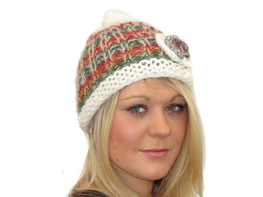 Ladies Womens Warm Winter Thick Knitted Pink Green Mix Beanie Bobble Hat