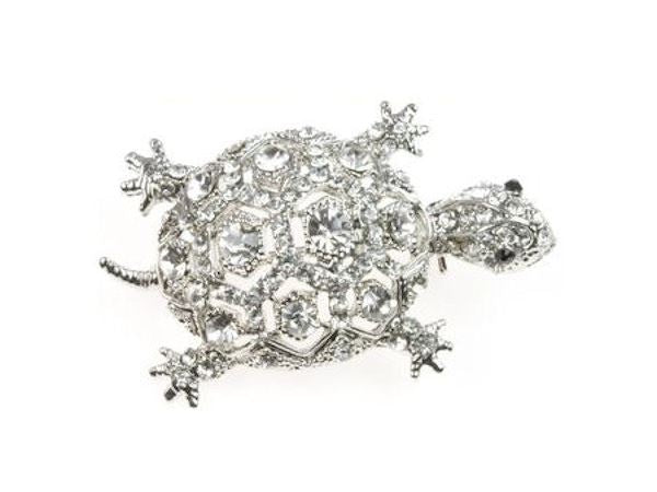 Crystal Turtle Brooch