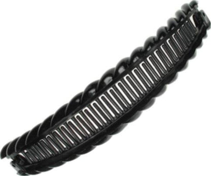 18.5cm Black Barley Twist Banana Hair Clip Comb Clamp Grip Slide