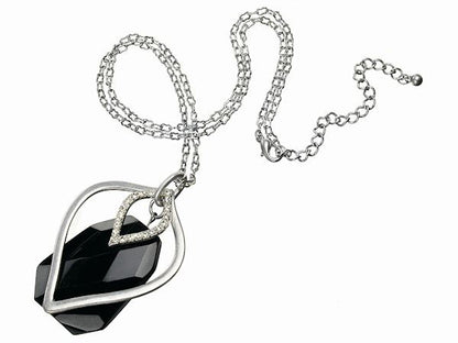 Crystal Black Glass Pendant Necklace Jewellery Ladies Women