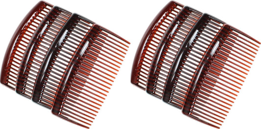 8 Pack 9cm Tort Brown Plain Side Hair Combs Slides Grips