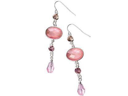 Ladies Rose Crystal Dangle Earrings Womens Ladies Girls