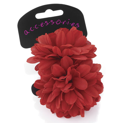 8cm Large Red Fabric Flower Ponios Donuts Hair Elastics Hair Bands Bobbles