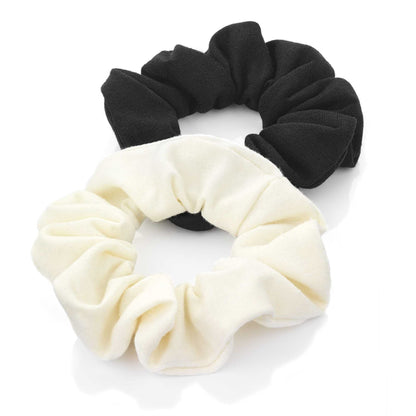 Black Cream Jersey Fabric Hair Scrunchie Bobbles Hair  Girls Ladies